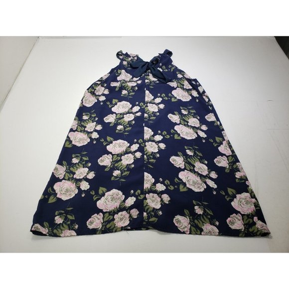 Altar'd State Womens Dress Sleeveless Ruffle Tent Navy Blue Floral Size Medium - Picture 6 of 8